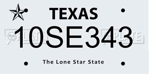 10SE343 Texas License Plate