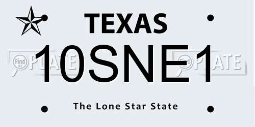 10SNE1 Texas License Plate