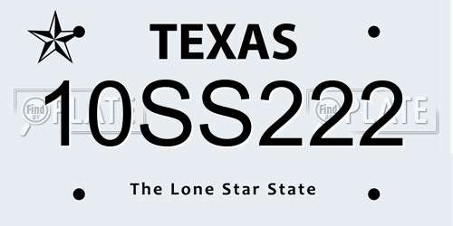 10SS222 Texas License Plate