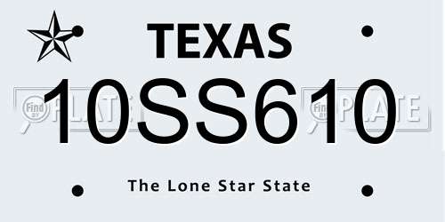 10SS610 Texas License Plate