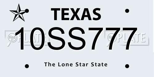 10SS777 Texas License Plate