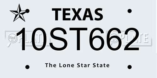 10ST662 Texas License Plate