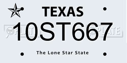 10ST667 Texas License Plate