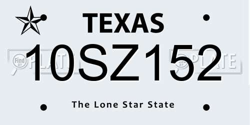 10SZ152 Texas License Plate