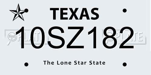 10SZ182 Texas License Plate