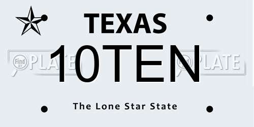 10TEN Texas License Plate