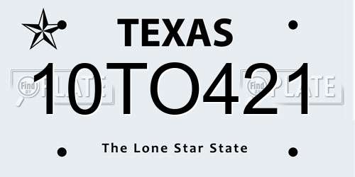 10TO421 Texas License Plate