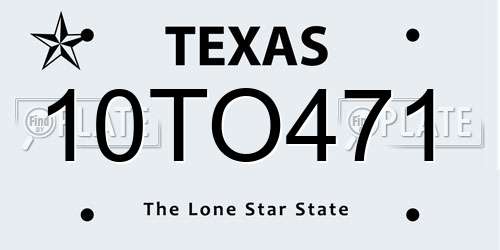 10TO471 Texas License Plate