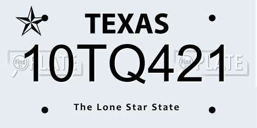 10TQ421 Texas License Plate