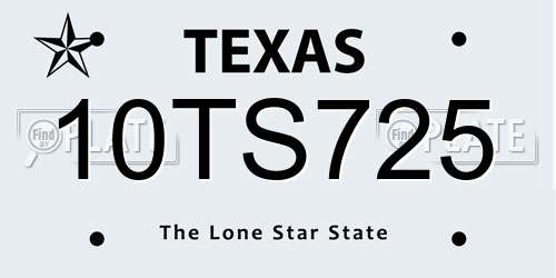 10TS725 Texas License Plate