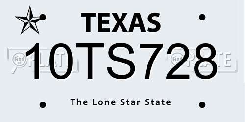 10TS728 Texas License Plate
