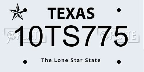 10TS775 Texas License Plate