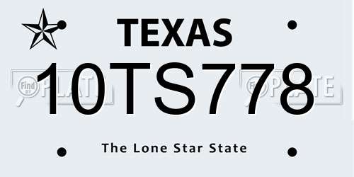 10TS778 Texas License Plate