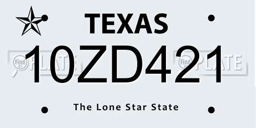 10ZD421 Texas License Plate