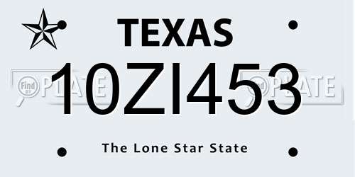 10ZI453 Texas License Plate