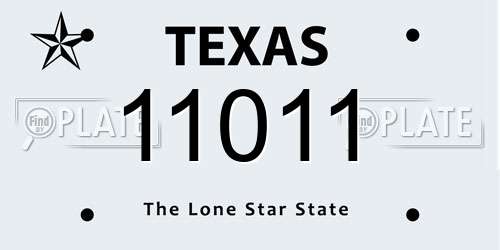 11011 Texas License Plate