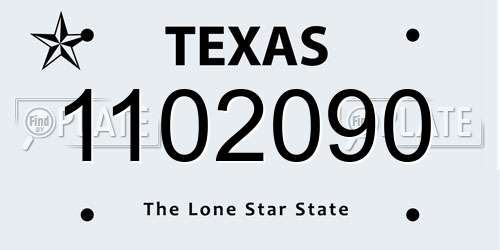 1102090 Texas License Plate