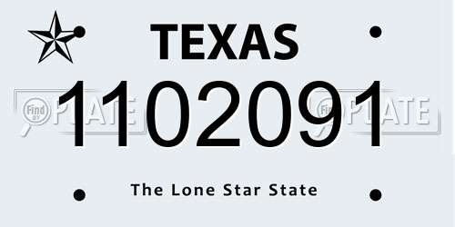 1102091 Texas License Plate