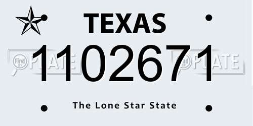 1102671 Texas License Plate