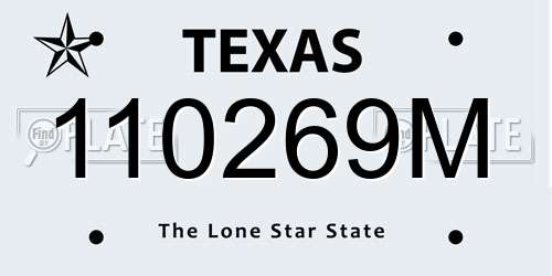 110269M Texas License Plate