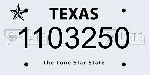 1103250 Texas License Plate