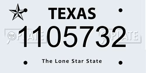 1105732 Texas License Plate