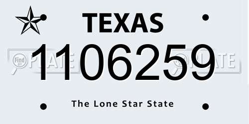 1106259 Texas License Plate