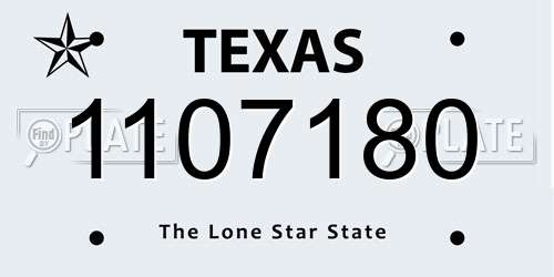 1107180 Texas License Plate