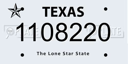 1108220 Texas License Plate