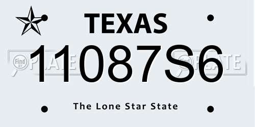 11087S6 Texas License Plate