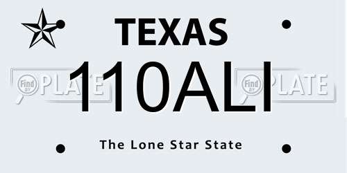 110ALI Texas License Plate