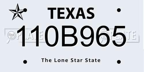 110B965 Texas License Plate