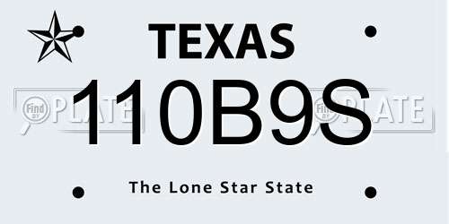 110B9S Texas License Plate