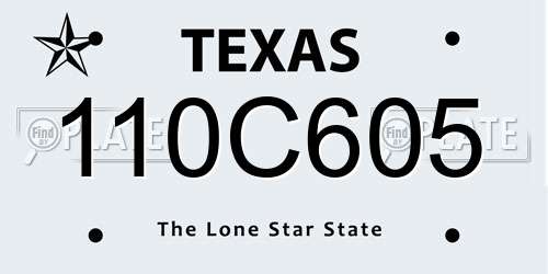 110C605 Texas License Plate
