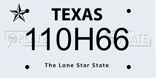 110H66 Texas License Plate