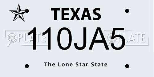 110JA5 Texas License Plate