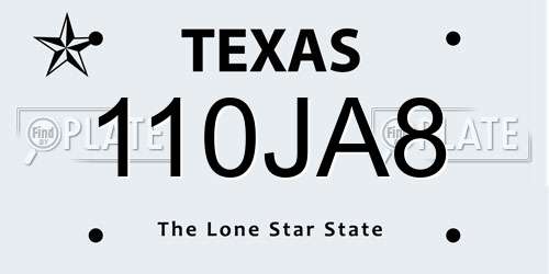 110JA8 Texas License Plate