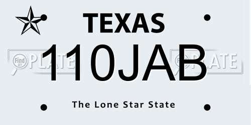 110JAB Texas License Plate