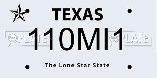 110MI1 Texas License Plate