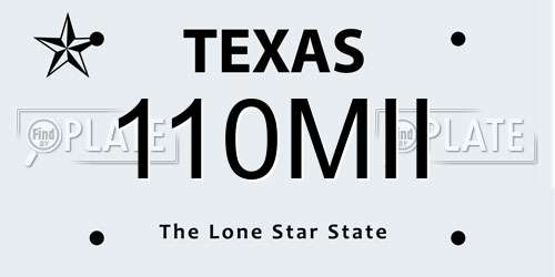 110MII Texas License Plate