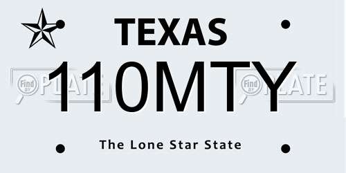110MTY Texas License Plate