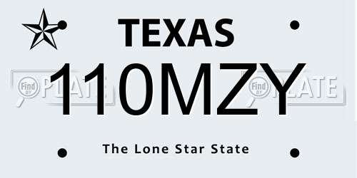 110MZY Texas License Plate