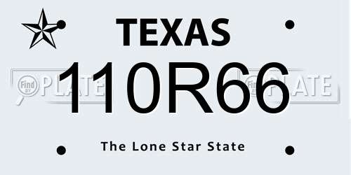 110R66 Texas License Plate