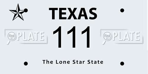 111 Texas License Plate