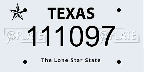 111097 Texas License Plate