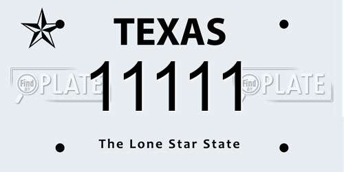 11111 Texas License Plate