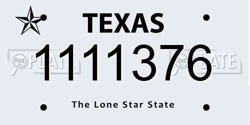1111376 Texas License Plate