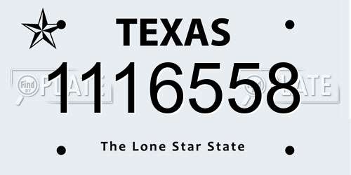 1116558 Texas License Plate