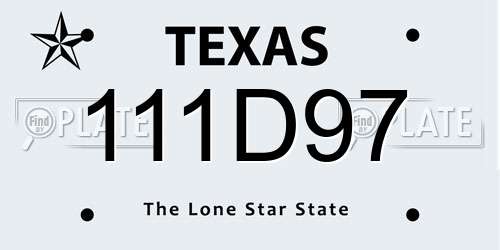 111D97 Texas License Plate