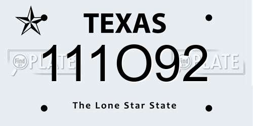 111O92 Texas License Plate